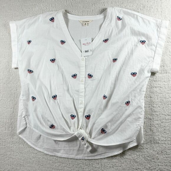 Lucky Brand Americana Heart Flag Blouse - US Women’s M - Picture 1 of 10